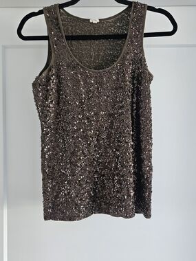 J. Crew Brown Sequin Tank Top